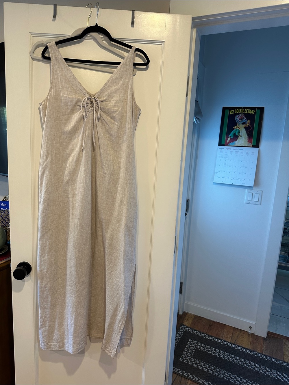 Lou & Grey Beige Taupe Sleeveless Maxi Dress with Front Tie